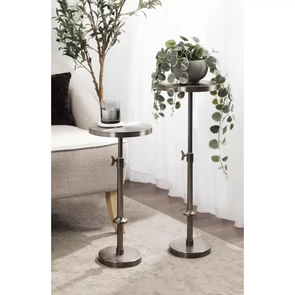imageKate and Laurel Engles Traditional AdjustableHeight Pedestal Drink Table 10 x 10 x 30 Bronze Vintage Round Indoor Metal Plant Stand with Embossed Sunburst PatternSilver