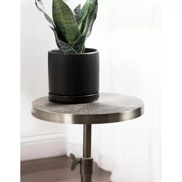 imageKate and Laurel Engles Traditional AdjustableHeight Pedestal Drink Table 10 x 10 x 30 Bronze Vintage Round Indoor Metal Plant Stand with Embossed Sunburst PatternSilver