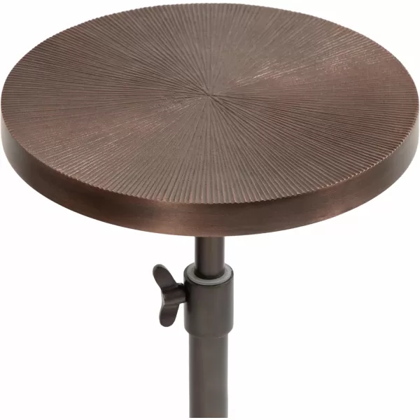 imageKate and Laurel Engles Traditional AdjustableHeight Pedestal Drink Table 10 x 10 x 30 Bronze Vintage Round Indoor Metal Plant Stand with Embossed Sunburst PatternBronze