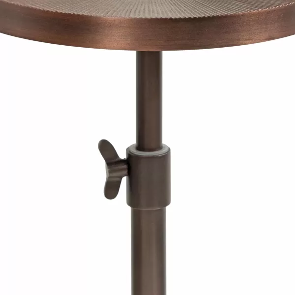 imageKate and Laurel Engles Traditional AdjustableHeight Pedestal Drink Table 10 x 10 x 30 Bronze Vintage Round Indoor Metal Plant Stand with Embossed Sunburst PatternBronze