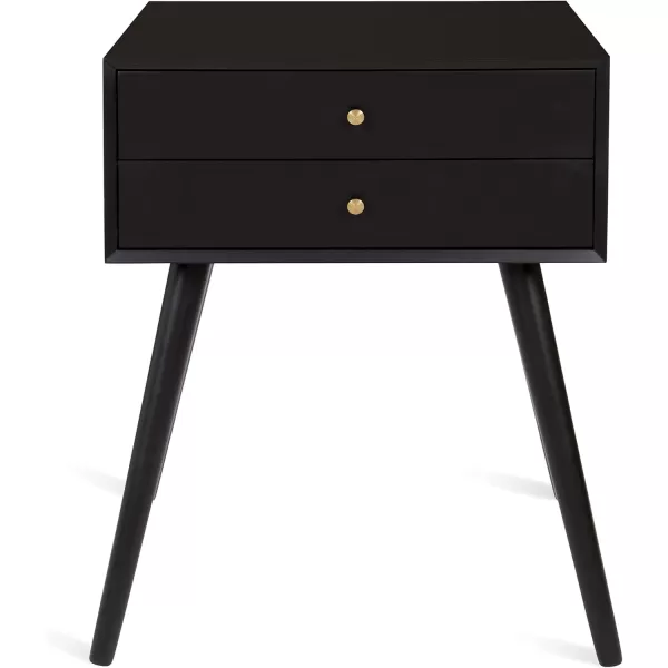 imageKate and Laurel Finco Midcentury Modern Style Side Table with 2 Drawers Gray Finish with Brass HardwareBlack