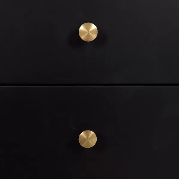 imageKate and Laurel Finco Midcentury Modern Style Side Table with 2 Drawers Gray Finish with Brass HardwareBlack