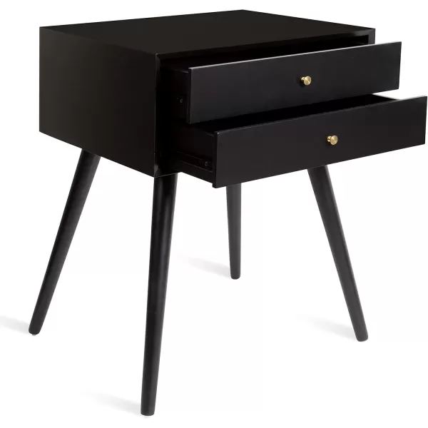 imageKate and Laurel Finco Midcentury Modern Style Side Table with 2 Drawers Gray Finish with Brass HardwareBlack