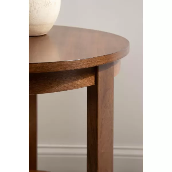 imageKate and Laurel Foxford Modern Tiered Round Side Table 22 x 22 x 24 Black Transitional TwoTier Circle Nightstand Table with Storage and Resilient Wood Construction for Bedroom DecorWalnut Brown