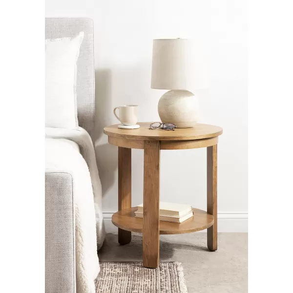 imageKate and Laurel Foxford Modern Tiered Round Side Table 22 x 22 x 24 Black Transitional TwoTier Circle Nightstand Table with Storage and Resilient Wood Construction for Bedroom DecorNatural