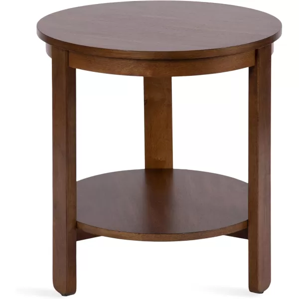 imageKate and Laurel Foxford Modern Tiered Round Side Table 22 x 22 x 24 Black Transitional TwoTier Circle Nightstand Table with Storage and Resilient Wood Construction for Bedroom DecorWalnut Brown