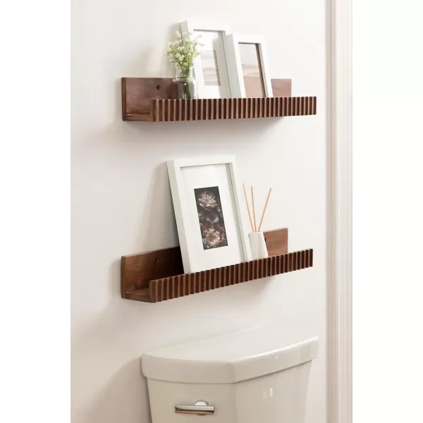 imageKate and Laurel Furrow Modern Wood Photo Display Ledges Set of 2 24 Inches Black Scalloped Floating Picture Ledge Shelf Set with Lip for Use as Nursery Book Shelves or Gallery Wall DecorWalnut Brown