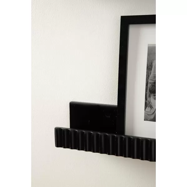 imageKate and Laurel Furrow Modern Wood Photo Display Ledges Set of 2 24 Inches Black Scalloped Floating Picture Ledge Shelf Set with Lip for Use as Nursery Book Shelves or Gallery Wall DecorBlack