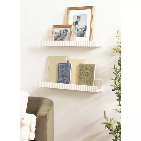 imageKate and Laurel Furrow Modern Wood Photo Display Ledges Set of 2 24 Inches Black Scalloped Floating Picture Ledge Shelf Set with Lip for Use as Nursery Book Shelves or Gallery Wall DecorWhite