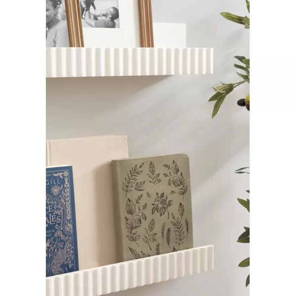 imageKate and Laurel Furrow Modern Wood Photo Display Ledges Set of 2 24 Inches Black Scalloped Floating Picture Ledge Shelf Set with Lip for Use as Nursery Book Shelves or Gallery Wall DecorWhite