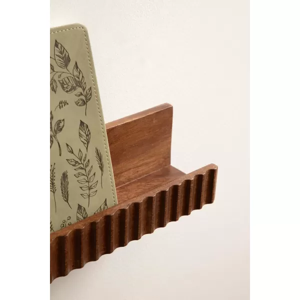 imageKate and Laurel Furrow Modern Wood Photo Display Ledges Set of 2 24 Inches Black Scalloped Floating Picture Ledge Shelf Set with Lip for Use as Nursery Book Shelves or Gallery Wall DecorWalnut Brown