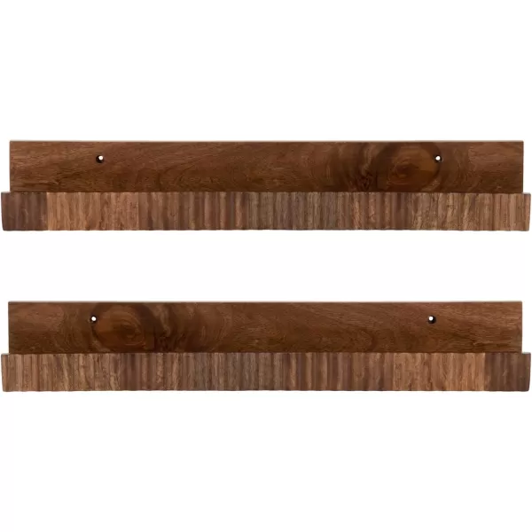 imageKate and Laurel Furrow Modern Wood Photo Display Ledges Set of 2 24 Inches Black Scalloped Floating Picture Ledge Shelf Set with Lip for Use as Nursery Book Shelves or Gallery Wall DecorWalnut Brown