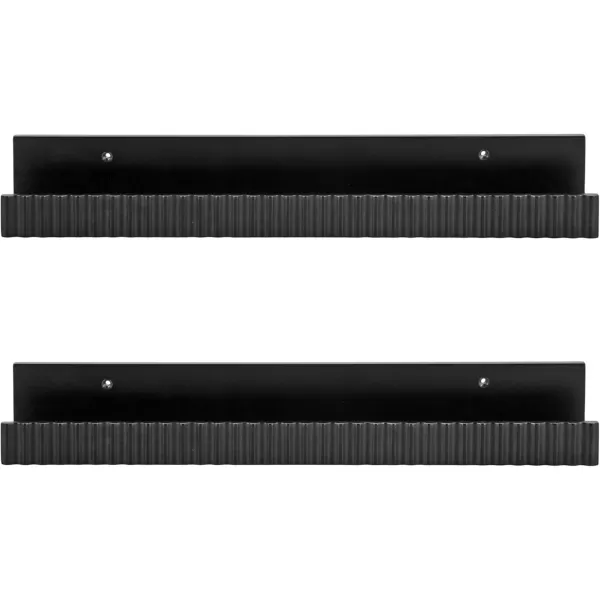 imageKate and Laurel Furrow Modern Wood Photo Display Ledges Set of 2 24 Inches Black Scalloped Floating Picture Ledge Shelf Set with Lip for Use as Nursery Book Shelves or Gallery Wall DecorBlack