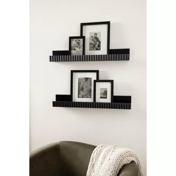 imageKate and Laurel Furrow Modern Wood Photo Display Ledges Set of 2 24 Inches Black Scalloped Floating Picture Ledge Shelf Set with Lip for Use as Nursery Book Shelves or Gallery Wall DecorBlack