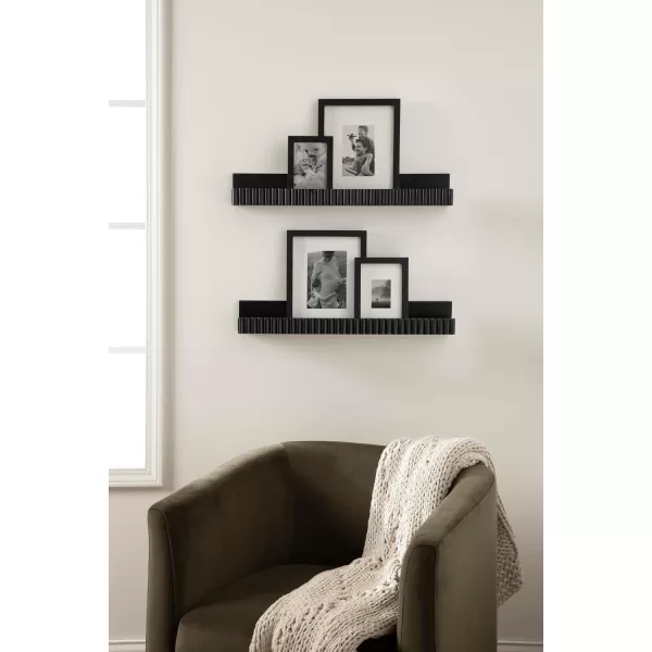 imageKate and Laurel Furrow Modern Wood Photo Display Ledges Set of 2 24 Inches Black Scalloped Floating Picture Ledge Shelf Set with Lip for Use as Nursery Book Shelves or Gallery Wall DecorBlack