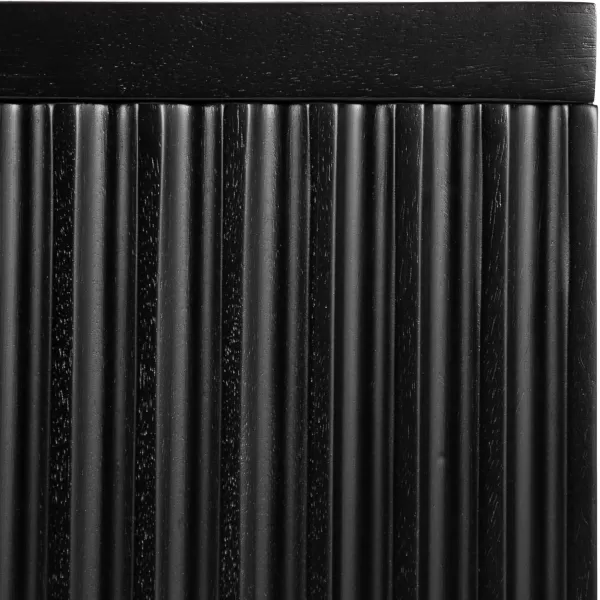 imageKate and Laurel Furrow Modern Wooden Sliding Ribbed Door Wall CabinetBlack