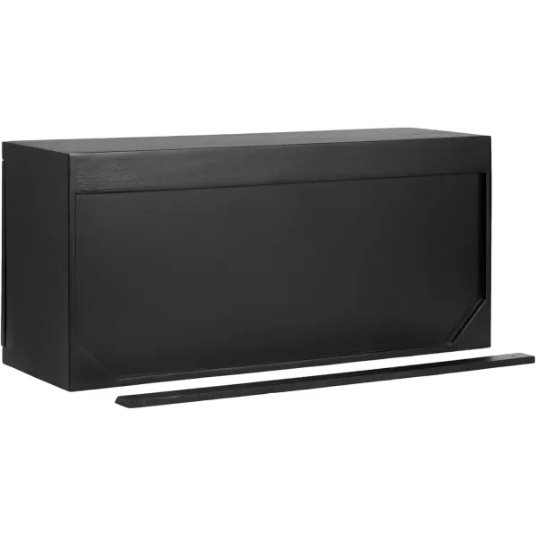 imageKate and Laurel Furrow Modern Wooden Sliding Ribbed Door Wall CabinetBlack