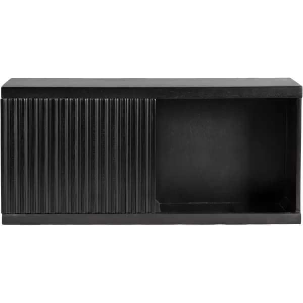 imageKate and Laurel Furrow Modern Wooden Sliding Ribbed Door Wall CabinetBlack