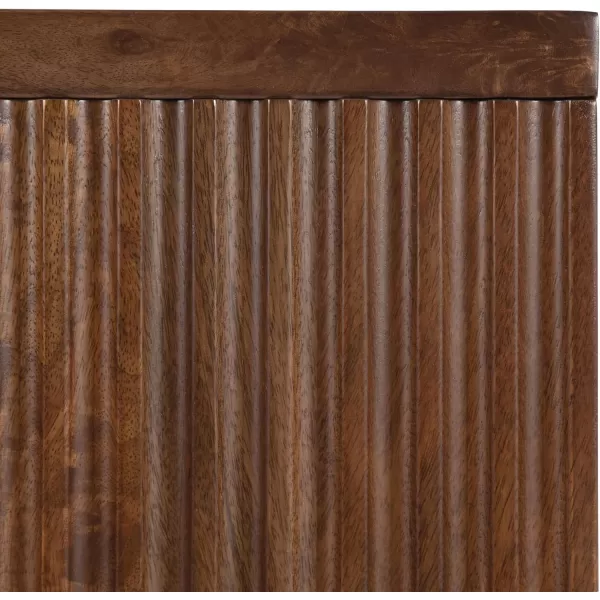 imageKate and Laurel Furrow Modern Wooden Sliding Ribbed Door Wall CabinetWalnut Brown