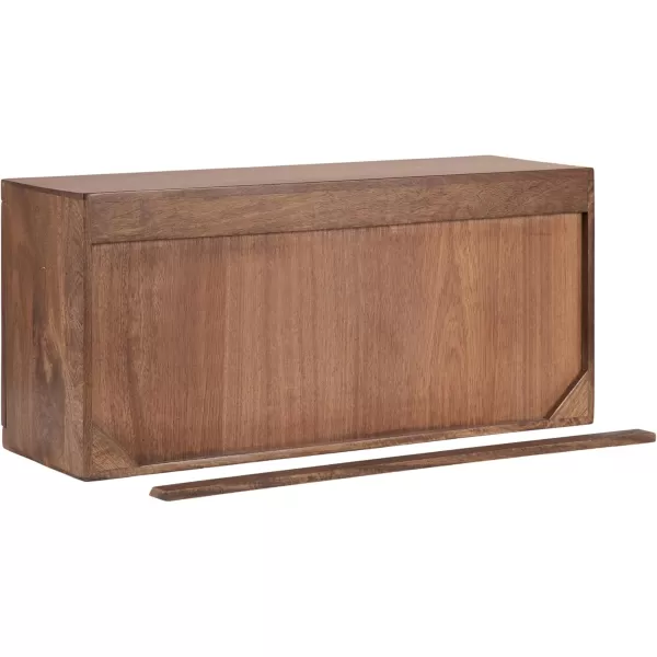 imageKate and Laurel Furrow Modern Wooden Sliding Ribbed Door Wall CabinetWalnut Brown