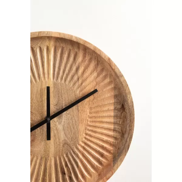 imageKate and Laurel Grear Modern Numberless Round Wall Clock 17 Inch Diameter Natural Wood Decorative Minimal Carved Wood Clock for Bedroom Entryway or Living Room DecorNatural