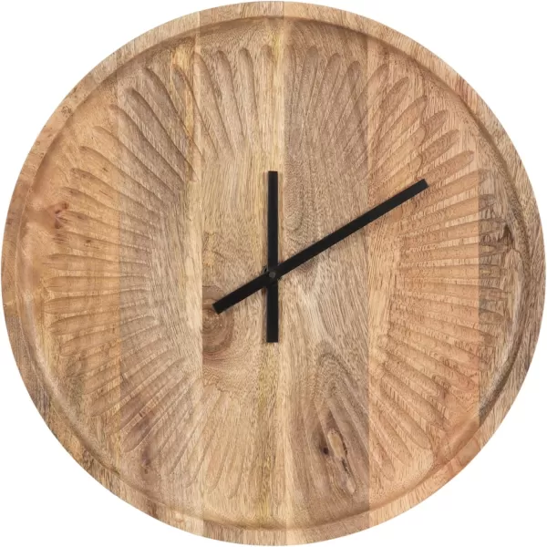 imageKate and Laurel Grear Modern Numberless Round Wall Clock 17 Inch Diameter Natural Wood Decorative Minimal Carved Wood Clock for Bedroom Entryway or Living Room DecorNatural