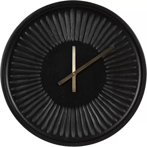 imageKate and Laurel Grear Modern Numberless Round Wall Clock 17 Inch Diameter Natural Wood Decorative Minimal Carved Wood Clock for Bedroom Entryway or Living Room DecorBlack