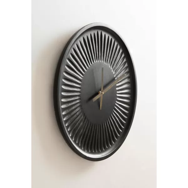 imageKate and Laurel Grear Modern Numberless Round Wall Clock 17 Inch Diameter Natural Wood Decorative Minimal Carved Wood Clock for Bedroom Entryway or Living Room DecorBlack