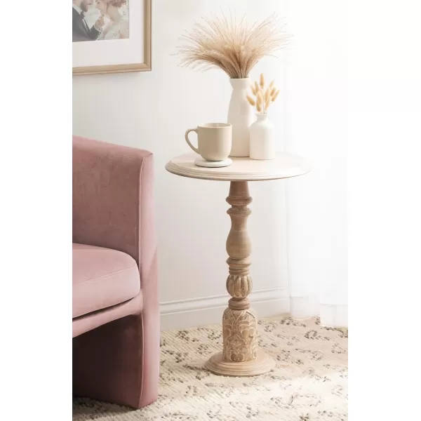 imageKate and Laurel Hingham Circle Pedestal Use as Bedroom Nightstand Indoor Plant Stand or Decorative Living Room Table 16x16x24 White