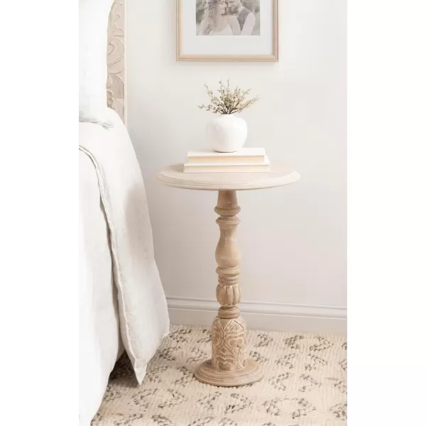 imageKate and Laurel Hingham Circle Pedestal Use as Bedroom Nightstand Indoor Plant Stand or Decorative Living Room Table 16x16x24 White