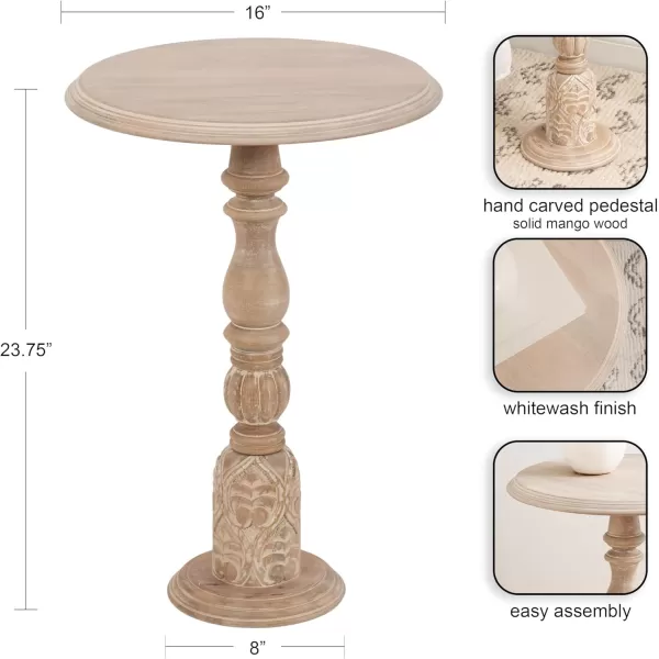 imageKate and Laurel Hingham Circle Pedestal Use as Bedroom Nightstand Indoor Plant Stand or Decorative Living Room Table 16x16x24 White