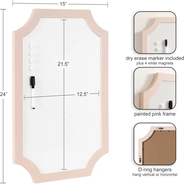 imageKate and Laurel Holbrook Scalloped Magnetic Dry Erase Board with Marker and Four Magnets 15 x 24 Green Decorative Wall Organization White Board for Use as Bedroom or Dorm Room DecorPink