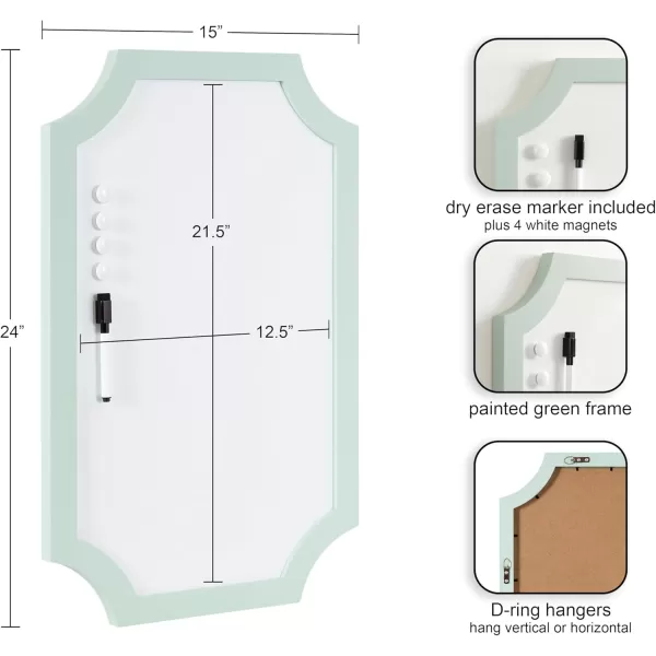 imageKate and Laurel Holbrook Scalloped Magnetic Dry Erase Board with Marker and Four Magnets 15 x 24 Green Decorative Wall Organization White Board for Use as Bedroom or Dorm Room DecorGreen