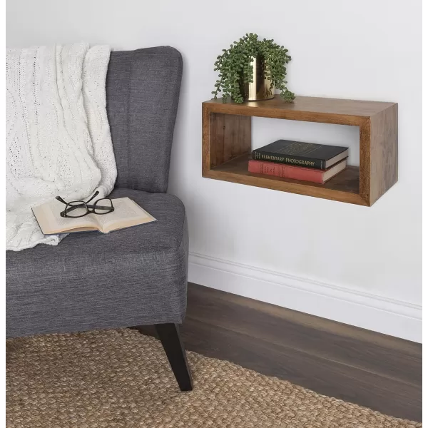 imageKate and Laurel Holt Modern Floating Wall Shelf 18 x 8 Rustic Brown Chic Rectangular Floating Wood Shelf for Wall