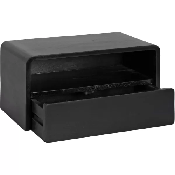imageKate and Laurel Kato Modern Wood Floating Side Table with Drawer 18 x 10 x 9 Black Contemporary Wooden Floating Nightstand for Bedroom Bedside Table
