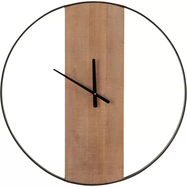 imageKate and Laurel Ladd Modern Numberless Embossed Wood and Metal Round Wall Clock 24 Inch Diameter Gold Decorative Minimal Metal and Wood Clock for Living Room DcorNaturalBlack