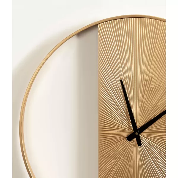 imageKate and Laurel Ladd Modern Numberless Embossed Wood and Metal Round Wall Clock 24 Inch Diameter Gold Decorative Minimal Metal and Wood Clock for Living Room DcorGold