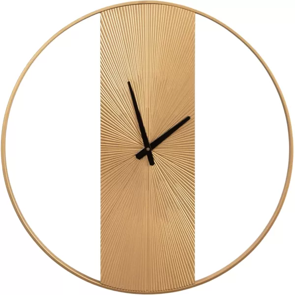 imageKate and Laurel Ladd Modern Numberless Embossed Wood and Metal Round Wall Clock 24 Inch Diameter Gold Decorative Minimal Metal and Wood Clock for Living Room DcorGold