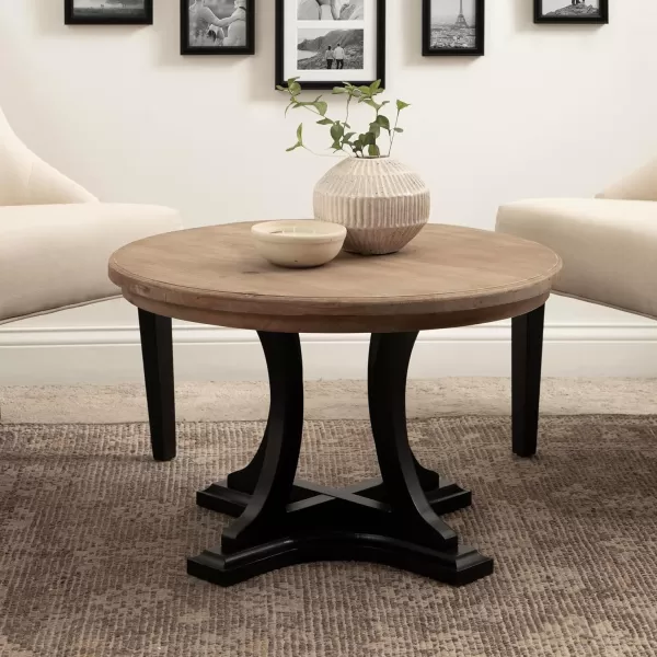 imageKate and Laurel Linsley Farmhouse Living Room Table with Solid Wood Tabletop for Vintage Decor 28x28x18 Rustic Brown
