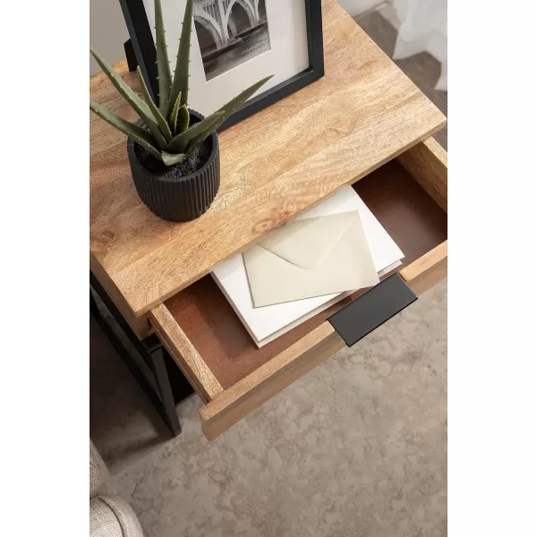 imageKate and Laurel Malone Modern Wooden Side Table with Metal Shelf 18 x 13 x 25 Natural Brown and Black Transitional Wood Nightstand with Storage Shelf Below