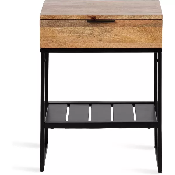 imageKate and Laurel Malone Modern Wooden Side Table with Metal Shelf 18 x 13 x 25 Natural Brown and Black Transitional Wood Nightstand with Storage Shelf Below