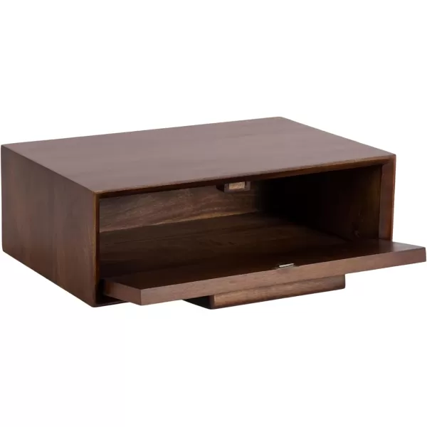 imageKate and Laurel McCutcheon Floating Wood Storage Shelf 18 x 12 x 6 Walnut Brown Decorative Transitional Floating Bedroom Nightstand with a Concealed Cubby Compartment