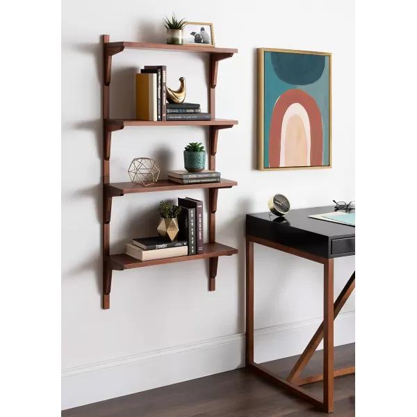 imageKate and Laurel Meridien MidCentury Wall Shelves 24quot x 8quot x 24quot Walnut Transitional Wall Decor and Storage