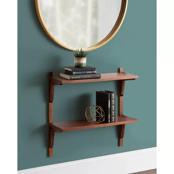 imageKate and Laurel Meridien MidCentury Wall Shelves 24quot x 8quot x 24quot Walnut Transitional Wall Decor and Storage