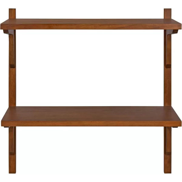 imageKate and Laurel Meridien MidCentury Wall Shelves 24quot x 8quot x 24quot Walnut Transitional Wall Decor and Storage