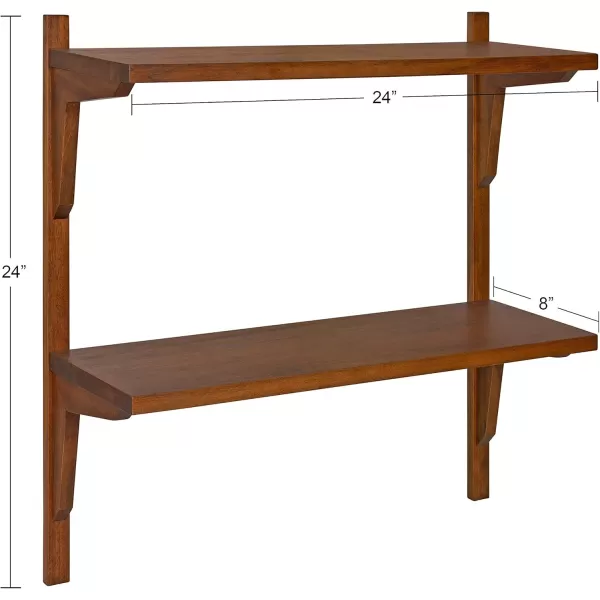 imageKate and Laurel Meridien MidCentury Wall Shelves 24quot x 8quot x 24quot Walnut Transitional Wall Decor and Storage