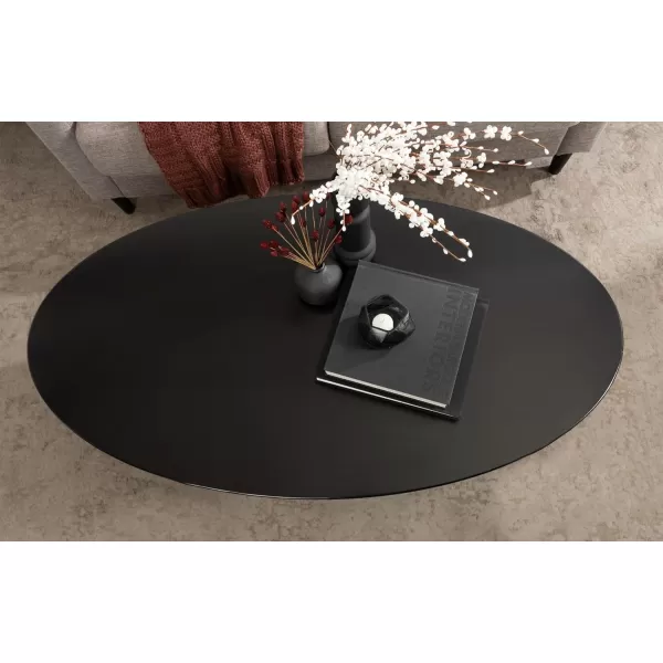 imageKate and Laurel Nylah MidCentury Modern Oval Coffee Table with Storage for Living Room Home Decor 48x26x18 Black