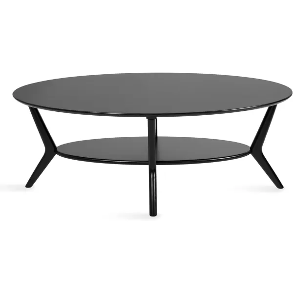 imageKate and Laurel Nylah MidCentury Modern Oval Coffee Table with Storage for Living Room Home Decor 48x26x18 Black