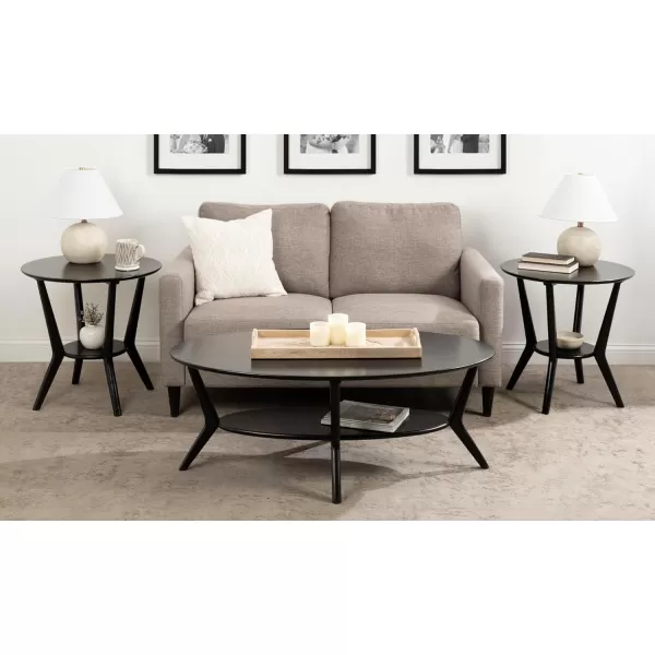 imageKate and Laurel Nylah MidCentury Modern Oval Coffee Table with Storage for Living Room Home Decor 48x26x18 Black