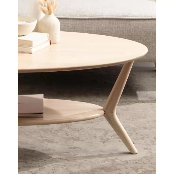 imageKate and Laurel Nylah MidCentury Modern Oval Coffee Table with Storage for Living Room Home Decor 48x26x18 Natural